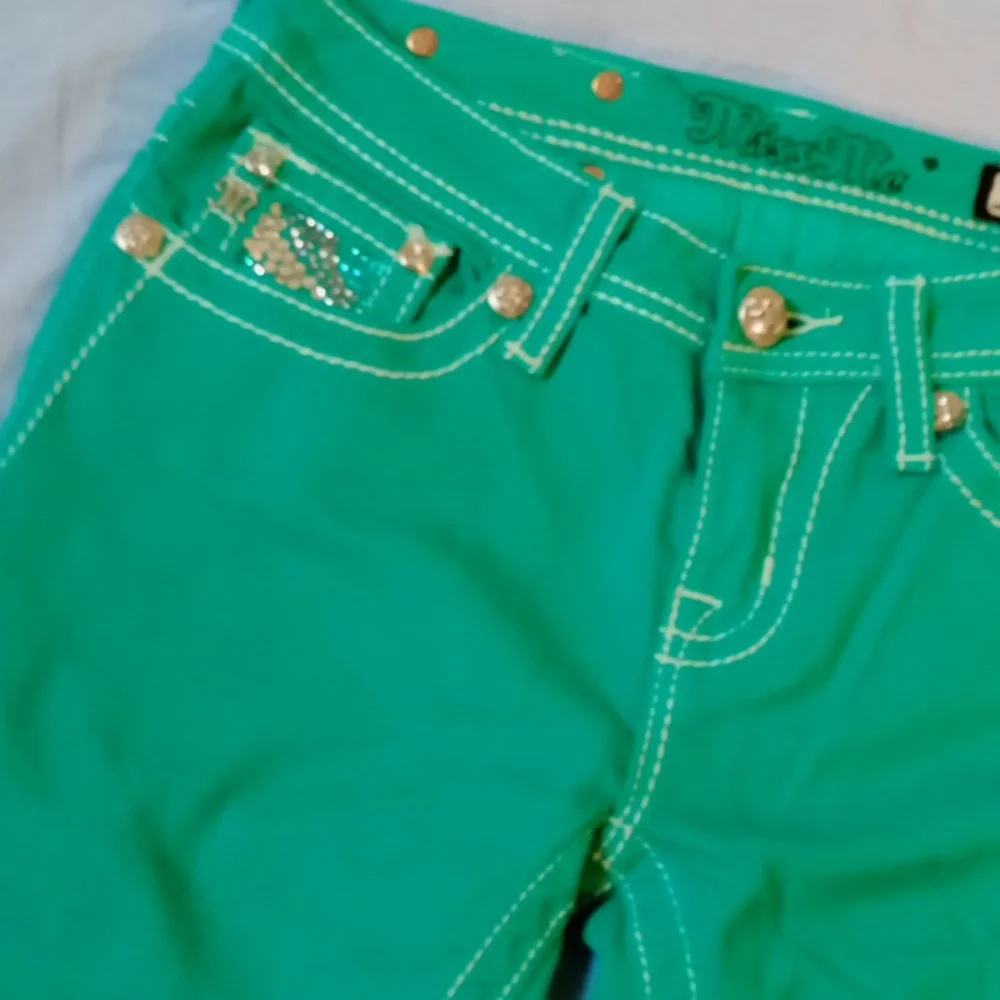 Miss Me Turquoise Denim Jeans 16 Youth - Picture 9 of 14